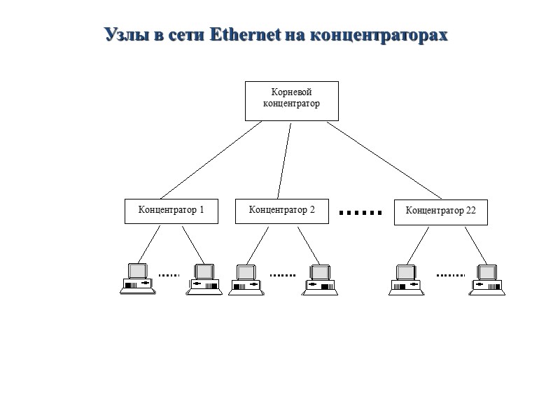 Узлы в сети Ethernet на концентраторах